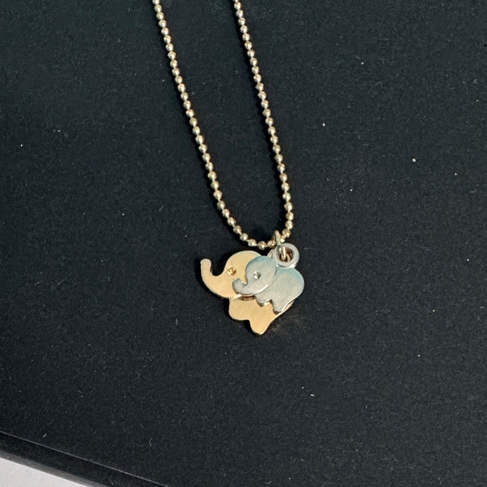 Gold and Silver Elephant Pendant Necklace